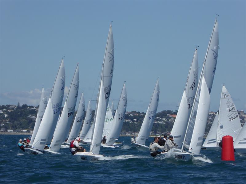 Rounding the top mark on day 4 of the Flying Fifteen Worlds at Napier photo copyright Jonny Fullerton taken at Napier Sailing Club and featuring the Flying Fifteen class