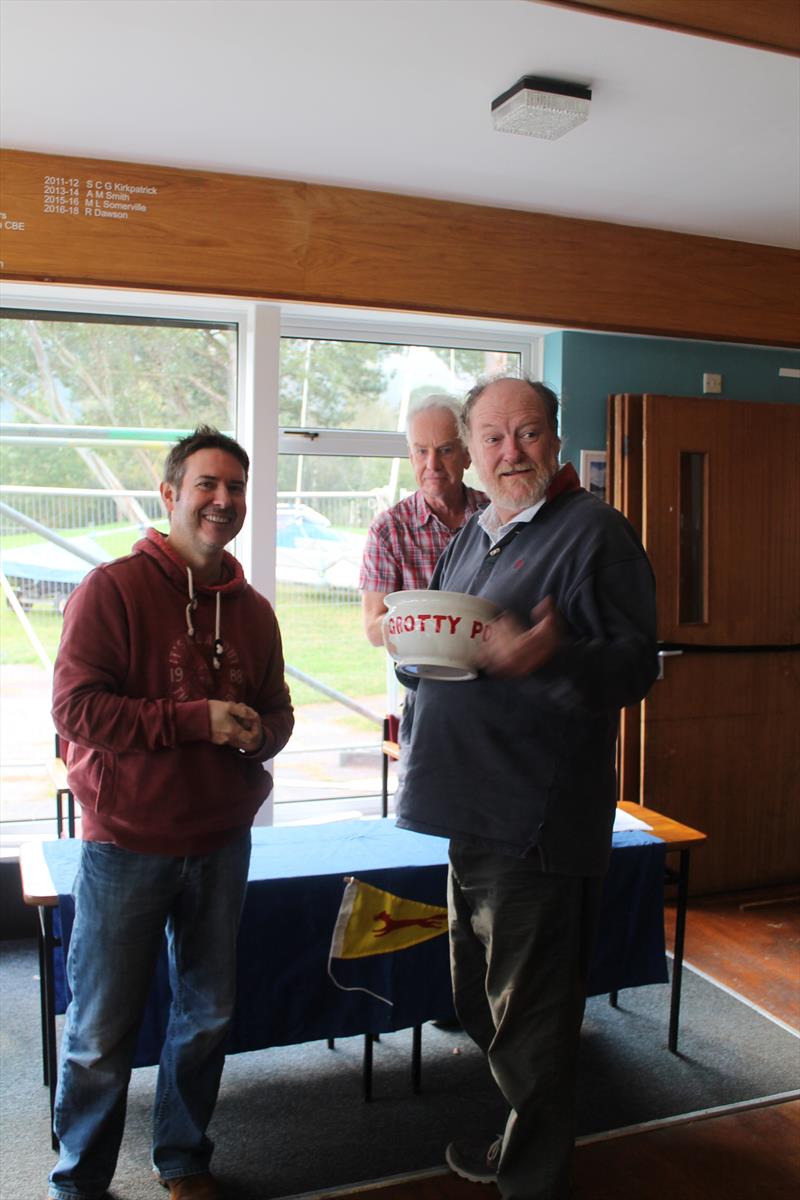 The Grotty Potty is awarded to Athol King in the Flying Fifteen Team Racing at Bassenthwaite photo copyright William Carruthers taken at Bassenthwaite Sailing Club and featuring the Flying Fifteen class