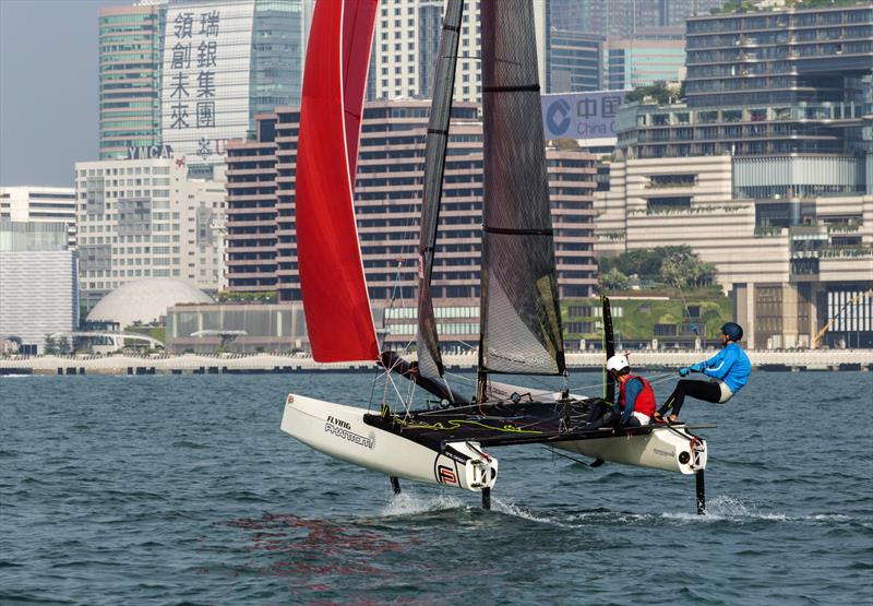 Cariad Trophy - Thornburrow and Partidge take on the Around Hong Kong Island Record. They're off photo copyright Guy Nowell taken at  and featuring the Flying Phantom class