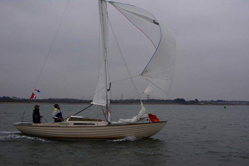 Folkboat Svenja during HRSC Early Bird Race 1 photo copyright Trevor Pountain taken at Hamble River Sailing Club and featuring the Folkboat class