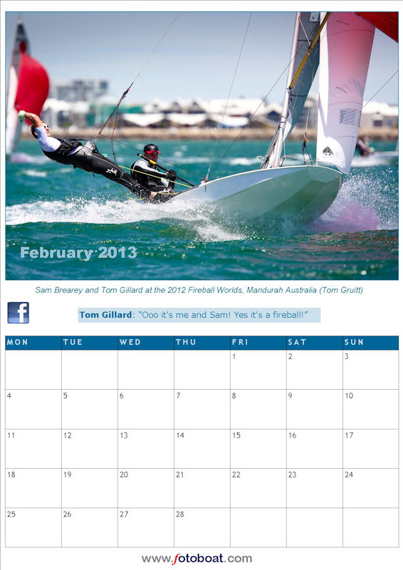 The February page in the 2013 Fotoboat calendar photo copyright www.fotoboat.com taken at  and featuring the Fotoboat class