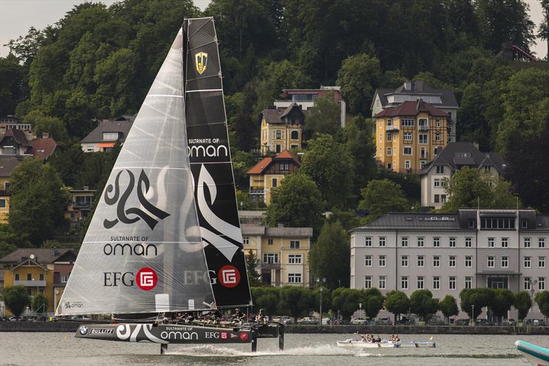 Sultanate of Oman was most consistent in inconsistent conditions on day 2 of the GC32 Austria Cup photo copyright Guilain Grenier / Bullitt GC32 Racing Tour taken at  and featuring the GC32 class