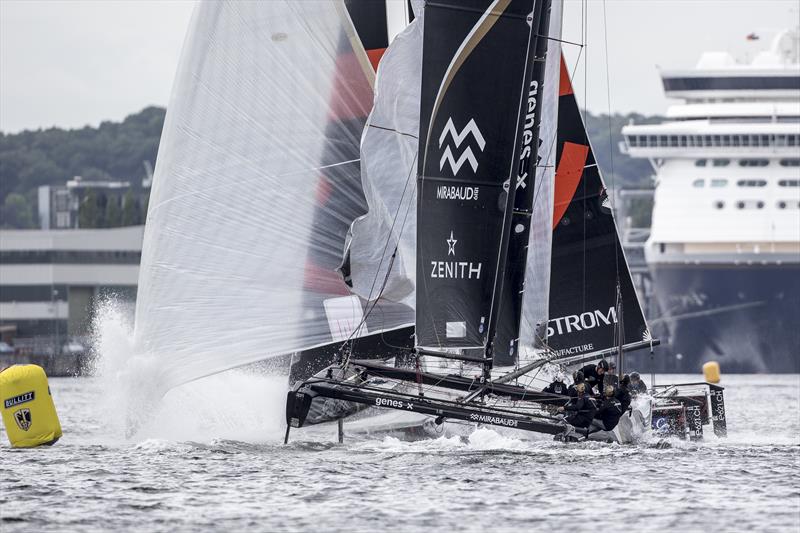 Spindrift chasing ARMIN STROM on day 2 of the Bullitt GC32 Racing Tour: Kiel Cup photo copyright Sander van der Borch taken at  and featuring the GC32 class