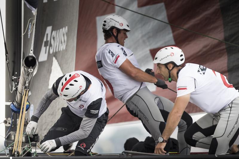 Alinghi on day 2 of Extreme Sailing Series™ Act 4, Hamburg photo copyright Mark Lloyd / www.lloydimages.com taken at  and featuring the GC32 class