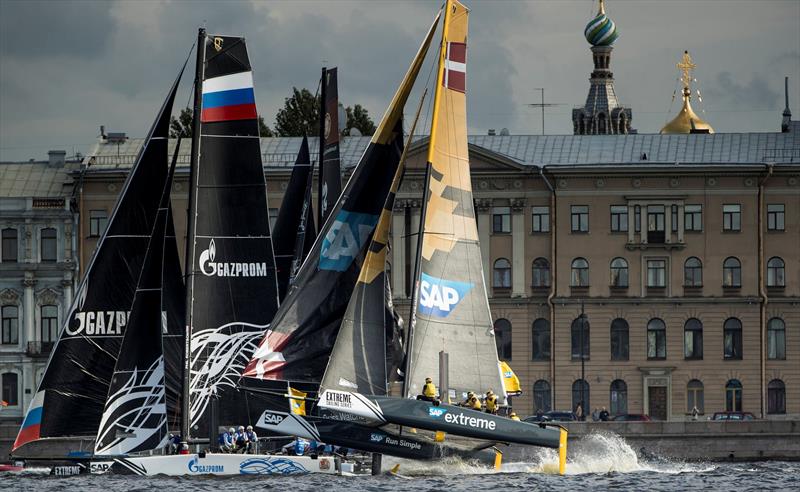 SAP Extreme Sailing Team slipped down the rankings into third on day 2 of  Extreme Sailing Series™ Act 5, St Petersburg photo copyright Lloyd Images taken at  and featuring the GC32 class