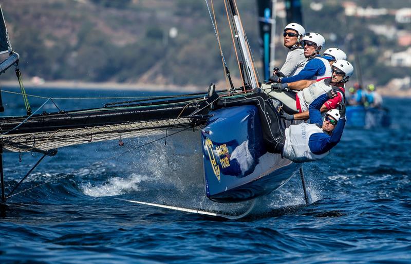 The Mamma Aiuto! crew, working hard on day 3 of the GC32 La Reserva de Sotogrande Cup photo copyright Jesus Renedo / GC32 Racing Tour taken at  and featuring the GC32 class