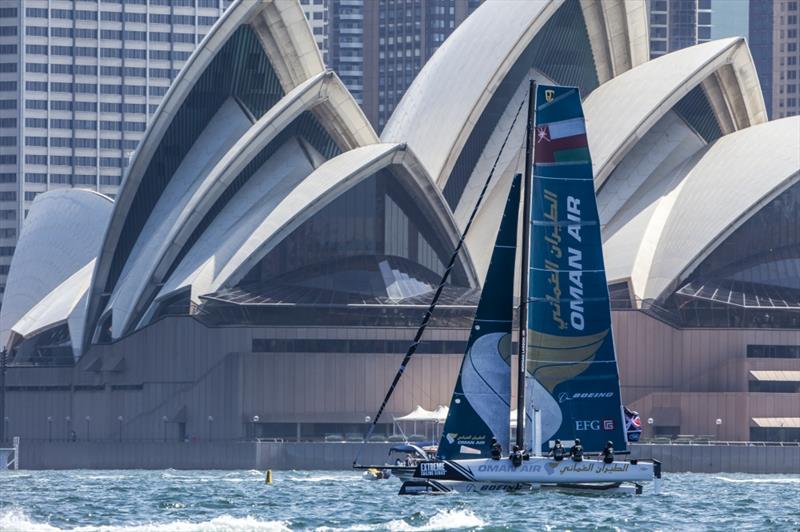 Oman Air on day 1 of Extreme Sailing Series Act 8, Sydney photo copyright Jesus Renedo / Lloyd Images taken at  and featuring the GC32 class