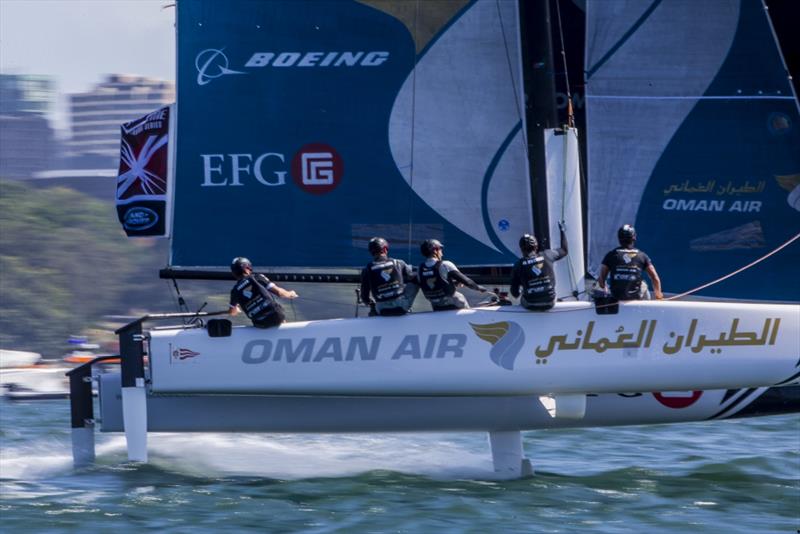 Oman Air finish 2nd in the 2016 Extreme Sailing Series photo copyright Jesus Renedo / Lloyd Images taken at  and featuring the GC32 class