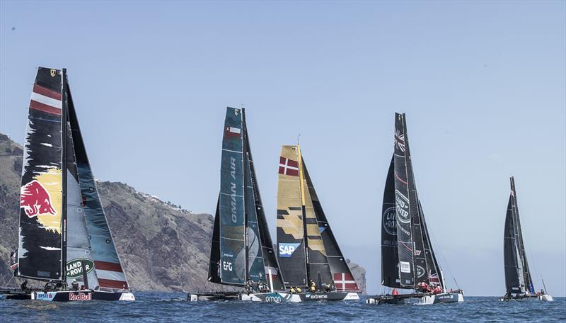 Racing on the final day of Extreme Sailing Series™ Act 3: Madeira Islands photo copyright Mark Lloyd / Lloyd Images taken at  and featuring the GC32 class
