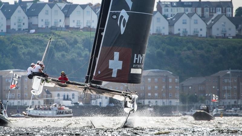 Extreme Sailing Series™ Act 6, Cardiff day 2 photo copyright Vincent Curutchet taken at  and featuring the GC32 class
