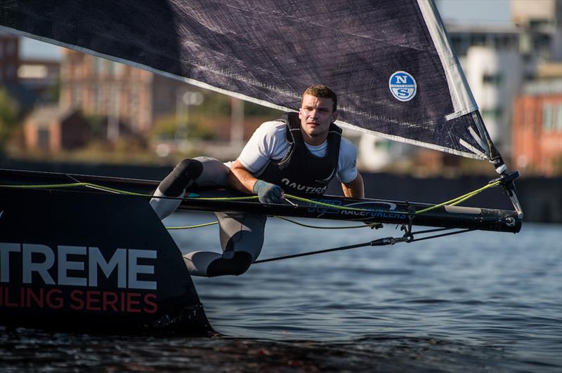 Light winds on Extreme Sailing Series™ Act 6, Cardiff day 3 - photo © Vincent Curutchet