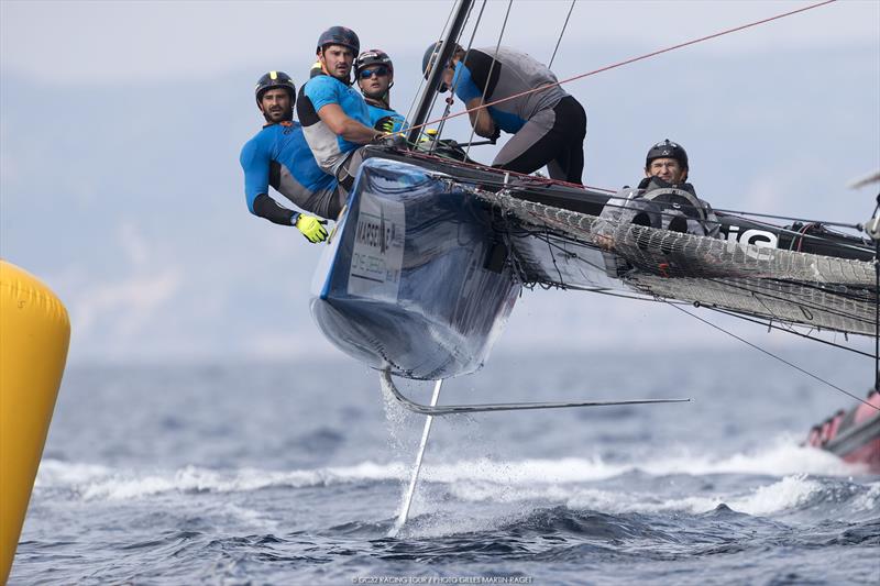 Great crew concentration on Sebastien Rogues' Team ENGIE on day 3 of Marseille One Design photo copyright Gilles Martin-Rager / GC32 Racing Tour taken at  and featuring the GC32 class