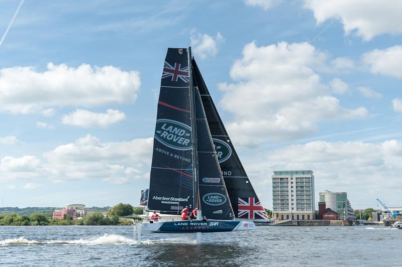 Land Rover BAR Academy, Extreme Sailing Series Act 6 Cardiff photo copyright Shaun Roster taken at  and featuring the GC32 class