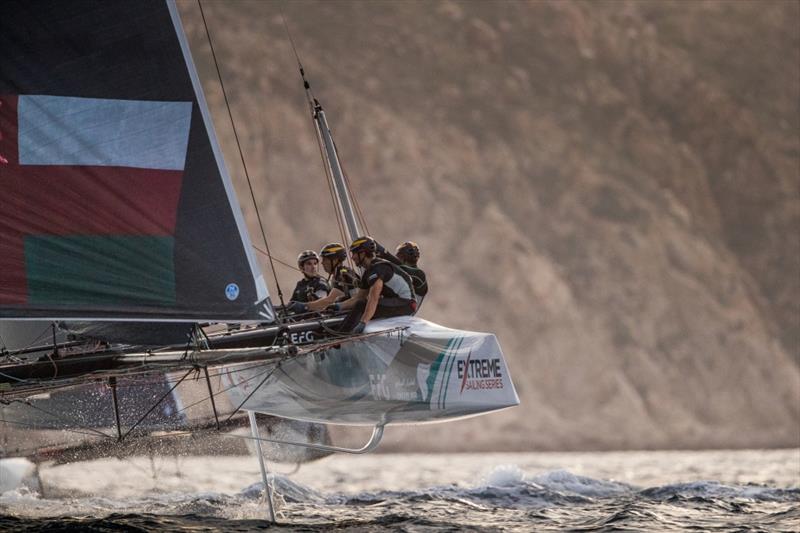The Extreme Sailing Series 2017. Act 8. Los Cabos Mexico, Cabo San Lucas Resort.The 'Oman Air' race team shown in action close to the shore, skippered by Phill Robertson (NZL) with team mates Pete Greenhalgh (GBR), Ed Smyth (NZL/AUS), James Wierzbowski photo copyright Lloyd Images taken at  and featuring the GC32 class