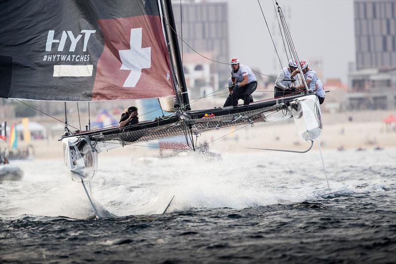 Alinghi stole the show for the second day running to extend its lead in the standings at Extreme Sailing Series™ Act 8, Los Cabos, presented by SAP photo copyright Lloyd Images taken at  and featuring the GC32 class
