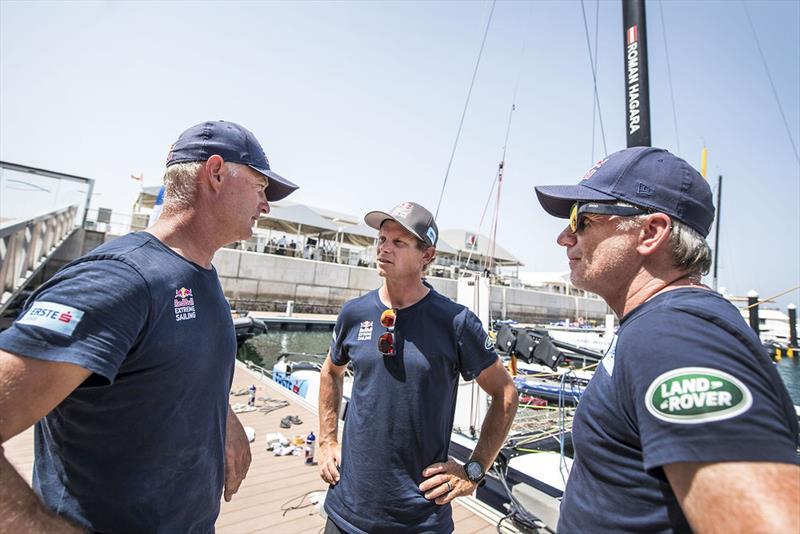 Extreme Sailing Series™ Act 1, Muscat 2018 - Red Bull Sailing Team - Hans Peter Steinacher, Chris Draper & Roman Hagara photo copyright Dean Treml For Red Bull Content Pool taken at  and featuring the GC32 class