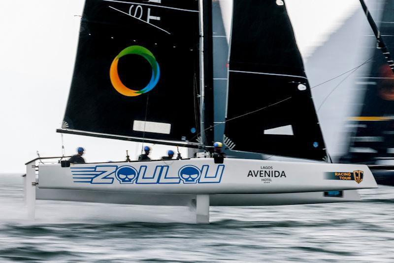 Erik Maris' Zoulou at speed on day 1 of the GC32 Riva Cup photo copyright Sailing Energy / GC32 Racing Tour taken at Fraglia Vela Riva and featuring the GC32 class