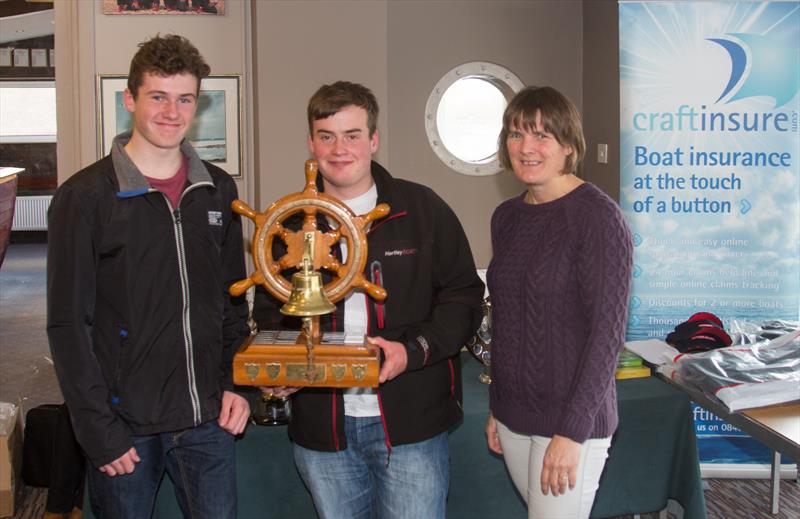 Peter Mackin & Sam Platt (pictured with HLSC Commodore Sally Townend) win the GP14 Youth Nationals at Hollingworth Lake - photo © Ed Washington