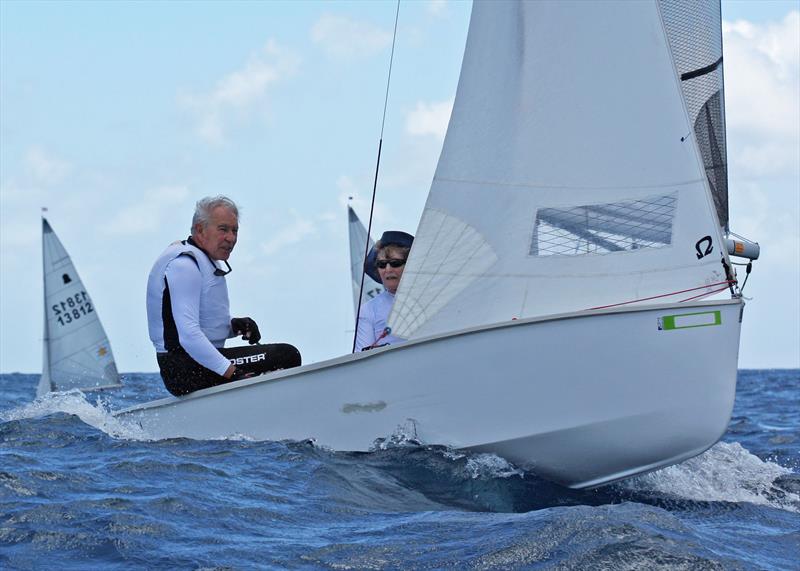 Nick and Biddy celebrating their 49th wedding anniversary on day 2 of the GP14 World Championships in Barbados photo copyright Peter Marshall taken at Barbados Yacht Club and featuring the GP14 class