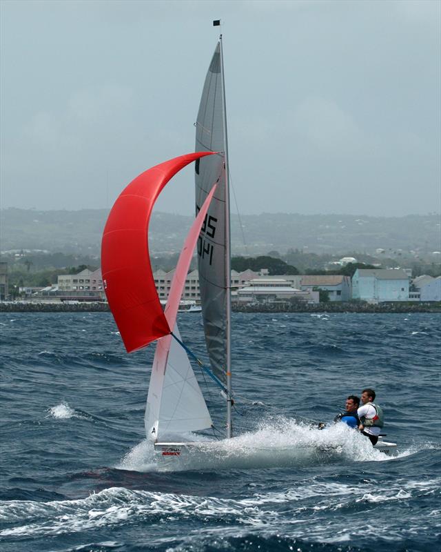 Matt Burge and Paul Childs are 5th overall on day 4 of the GP14 World Championships in Barbados photo copyright Peter Marshall taken at Barbados Yacht Club and featuring the GP14 class