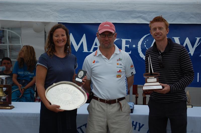 Ger Owens & Melanie Morris win the Craftinsure GP14 Irish Championships, pictured with Andy Johnston, Commodore of Sutton Dinghy Club photo copyright Irish GP14 Class taken at Sutton Dinghy Club and featuring the GP14 class