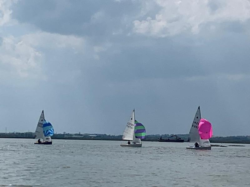 Winners Maurice Cleal and Hannah Rose lead the fleet during the GP14 Southern Travellers event at Maylandsea Bay - photo © Maylandsea Bay SC