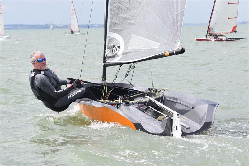 Having launched his boat for the first time just an hour earlier, Adrian Williams sails out to the start during the Hadron H2 Nationals at Warsash photo copyright H2 Class taken at Warsash Sailing Club and featuring the Hadron H2 class
