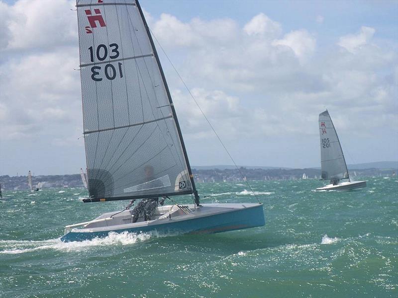 By the Sunday the conditions were getting seriously breezy during the Hadron H2 Nationals at Warsash photo copyright H2 Class taken at Warsash Sailing Club and featuring the Hadron H2 class