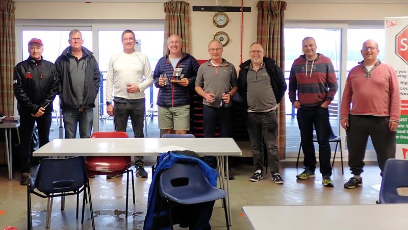 Some of the competitors with Richard Leftley holding the trophy after the Hadron H2 Inlands at Burghfield photo copyright Keith Callaghan taken at Burghfield Sailing Club and featuring the Hadron H2 class