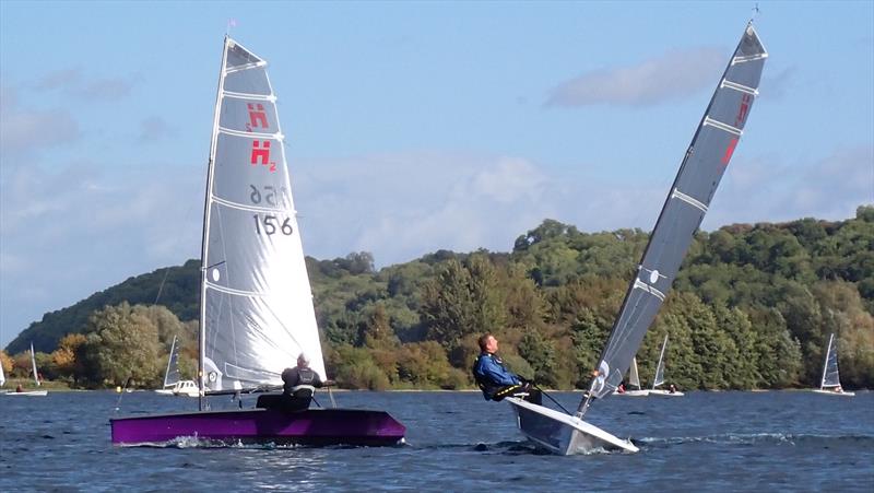 Richard Le Mare and Tim Garvin had extremely close racing during the Hadron H2 Inlands at Notts County photo copyright Keith Callaghan taken at Notts County Sailing Club and featuring the Hadron H2 class