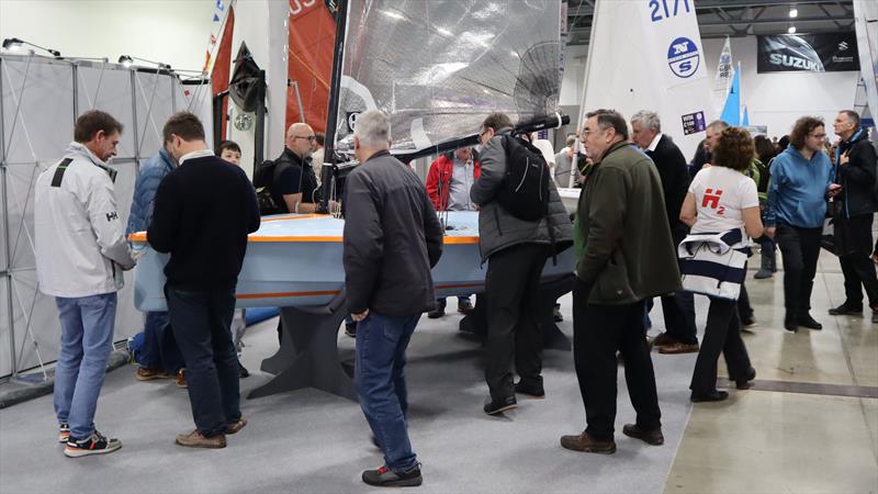 The crowded HH2CA stand on Saturday at the RYA Dinghy & Watersports Show 2023 photo copyright Keith Callaghan taken at RYA Dinghy Show and featuring the Hadron H2 class