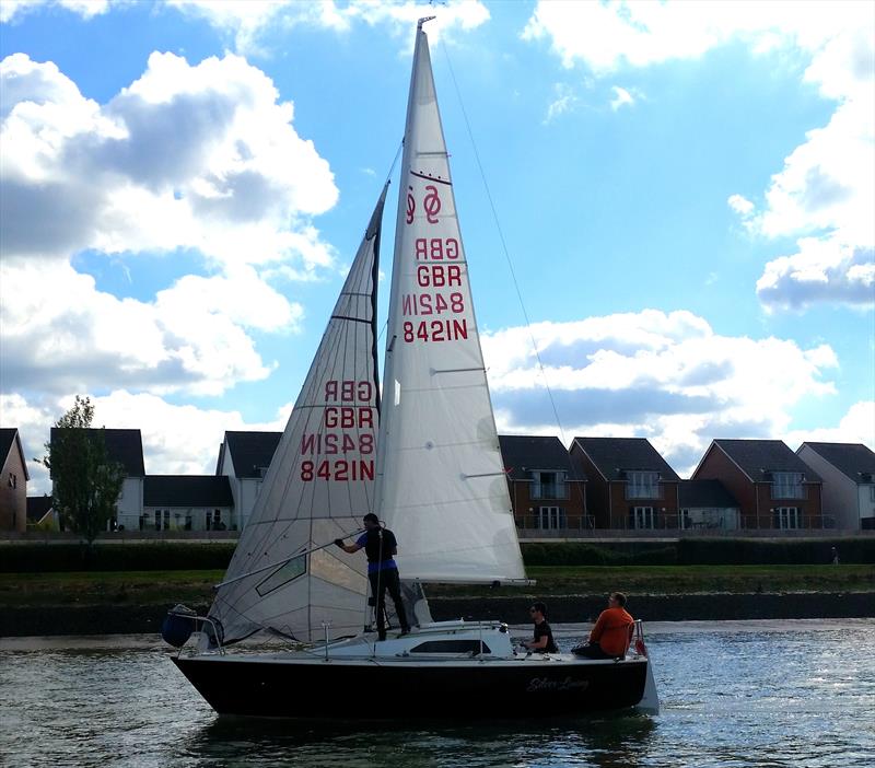 Scott sailing aboard the Sonata 'Silver Lining' at Medway YC photo copyright Vickie Fox taken at Medway Yacht Club and featuring the  class
