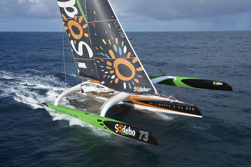 Thomas Coville on the Maxi Trimaran Sodebo photo copyright Yvan Zedda taken at  and featuring the  class