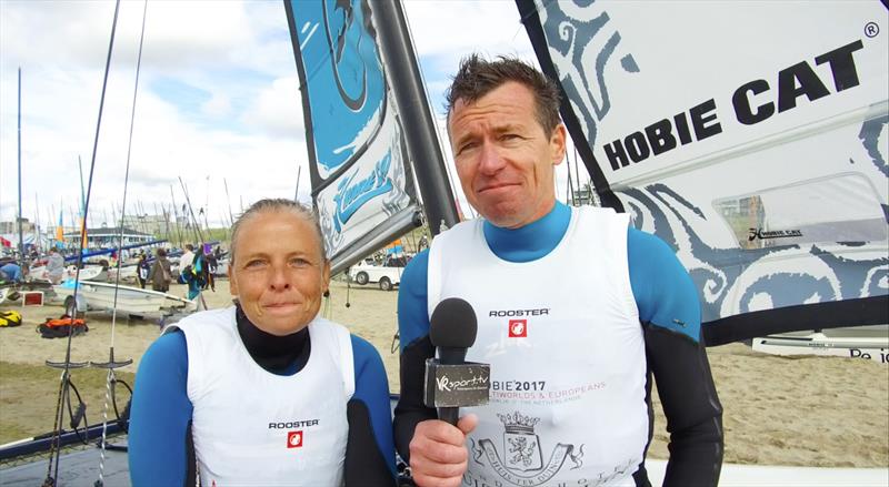 Sonja Steenvoorden and Rogier Duijndam are leading the Hobie 16 Masters Championship after 5 races photo copyright VR Sports Media taken at Zeilvereniging Noordwijk and featuring the Hobie 16 class