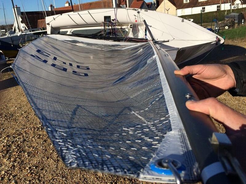 Richard Lovering analysing the Hyde Sails 505 sails - photo © Hyde Sails