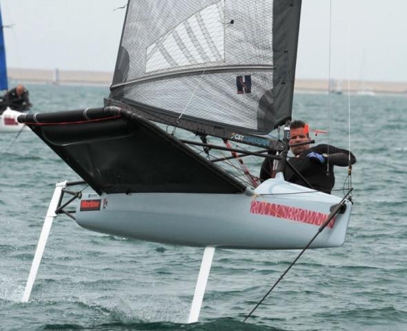 Mike Lennon racing at the UK International Moth nationals photo copyright Hyde Sails taken at Castle Cove Sailing Club and featuring the  class