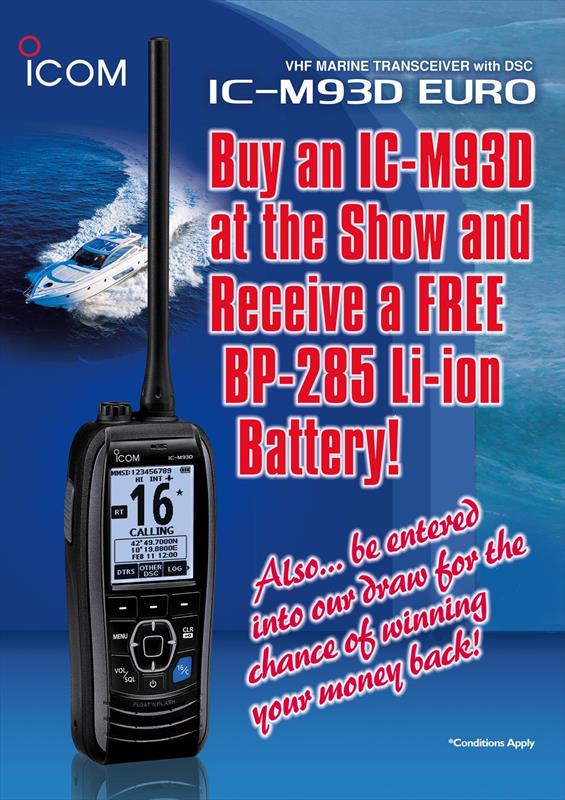 ICOM Southampton Boat Show 2016 IC-M93D battery offer photo copyright Icom UK taken at  and featuring the  class