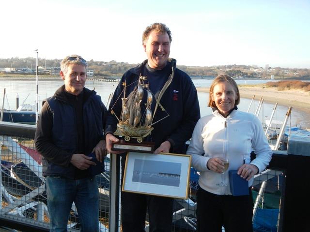 Rupert Holmes (3rd), Mark Downer (1st) & Julia Bailey (2nd) during the Bembridge Illusions Vernon Stratton Trophy photo copyright Mike Samuelson taken at Bembridge Sailing Club and featuring the Illusion class