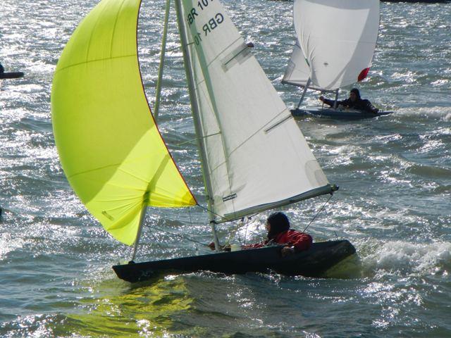 Bruce Huber during Race 1 of the Illusion Spring Plate at Bembridge photo copyright Mike Samuelson taken at Bembridge Sailing Club and featuring the Illusion class
