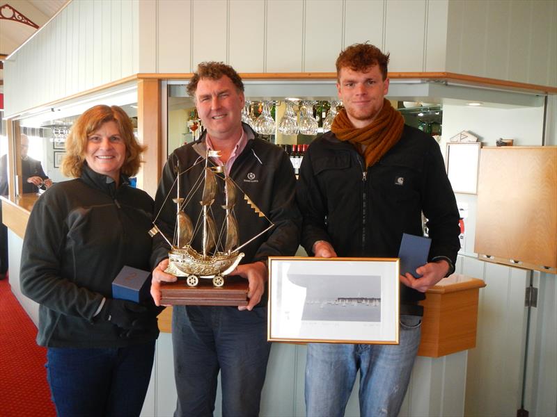 The Downer family podium at the Bembridge Illusion Stratton Trophy photo copyright Mike Samuelson taken at Bembridge Sailing Club and featuring the Illusion class