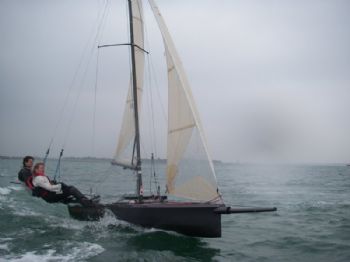 Amelia Gamble and Katie Nurton during the International 14 Armband Cup in Chichester Harbour