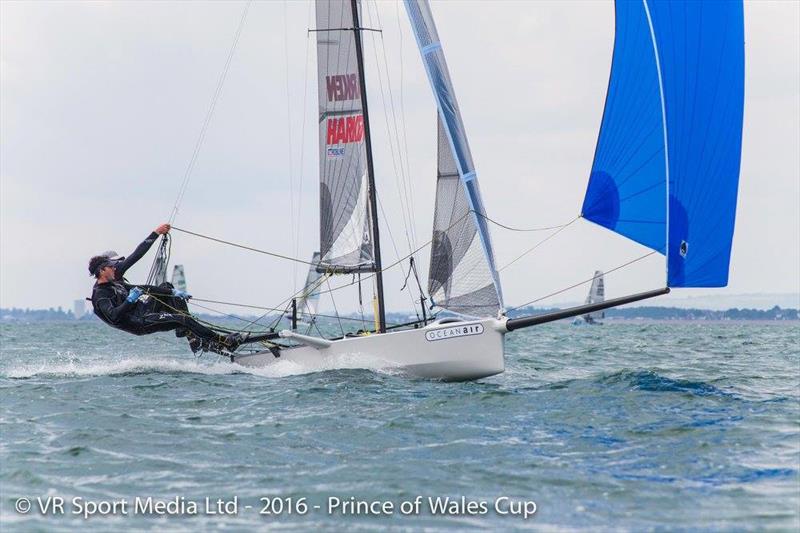 Roger Gilbert & Ben McGrane during the 2016 Prince of Wales Cup photo copyright VR Sport Media taken at Hayling Island Sailing Club and featuring the International 14 class