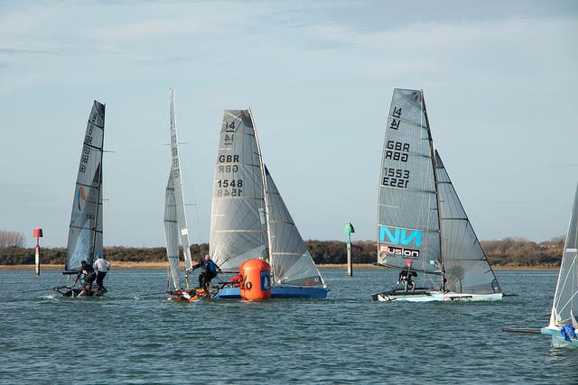 International 14 Perry Pot Day 1 photo copyright Rich Dobson taken at Itchenor Sailing Club and featuring the International 14 class