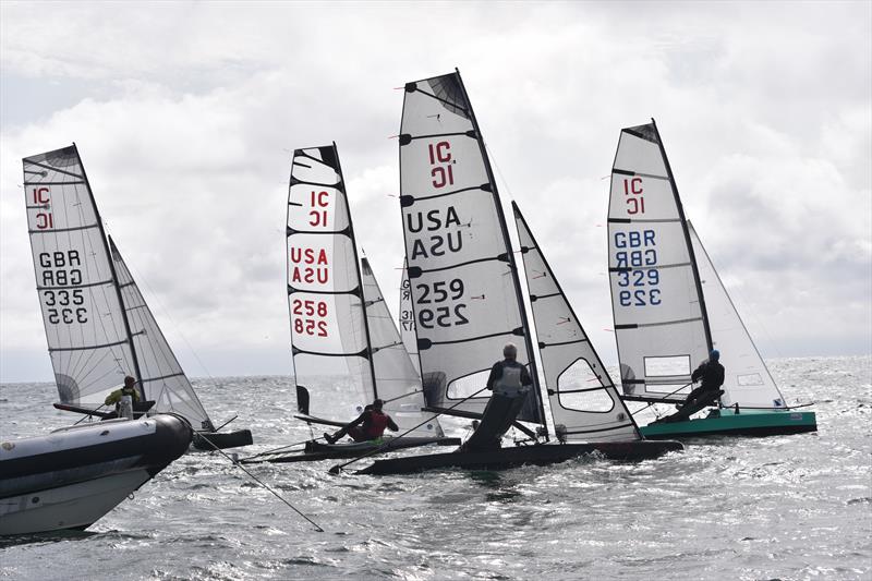 Only six boats on the start line but a lot of tactical positioning at play during the International Canoe Worlds at Pwllheli photo copyright David Henshall taken at Plas Heli Welsh National Sailing Academy and featuring the International Canoe class