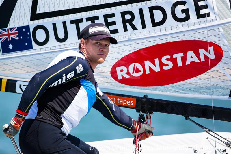 Nathan Outteridge mid-gybe on day 3 of the International Moth World Championships - photo © Tom Gruitt / yachtsandyachting.com