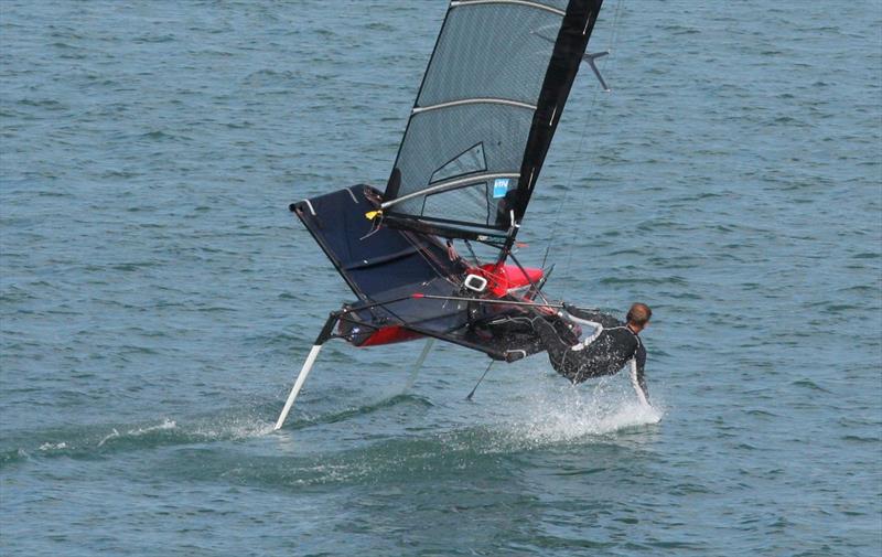 Ollie Holden out for a blast in the harbour on day 4 of the International Moth World Championships photo copyright Mark Jardine / YachtsandYachting.com taken at Hayling Island Sailing Club and featuring the International Moth class