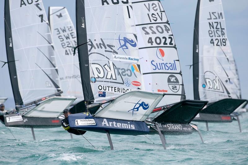 Nathan Outteridge (AUS) on the penultimate day of the 2015 McDougall   McConaghy International Moth Worlds photo copyright Th. Martinez / Sea&Co / 2015 Moth Worlds taken at Sorrento Sailing Couta Boat Club and featuring the International Moth class