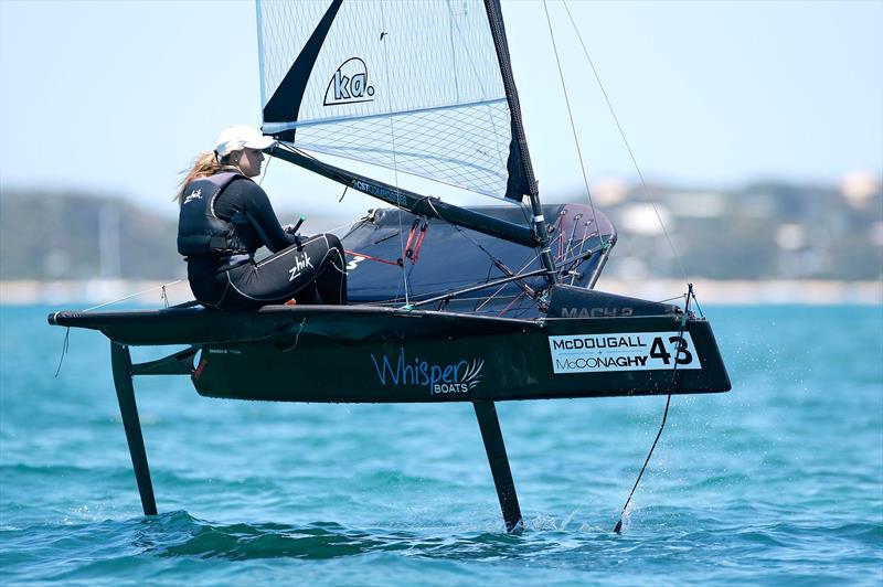 Local entry Samantha England (AUS) won the Women's title for a second time at the 2015 McDougall   McConaghy International Moth Worlds photo copyright Th. Martinez / Sea&Co / 2015 Moth Worlds taken at Sorrento Sailing Couta Boat Club and featuring the International Moth class