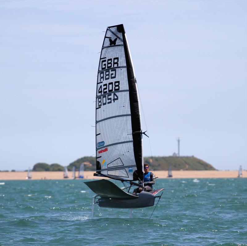 Dylan Fletcher on day 1 of the International Moth UK Nationals photo copyright Mark Jardine taken at Stokes Bay Sailing Club and featuring the International Moth class