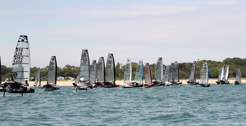 Race 2 is abandoned on day 1 of the International Moth UK Nationals photo copyright Mark Jardine taken at Stokes Bay Sailing Club and featuring the International Moth class